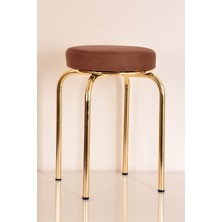 Yılmaz Masacılık 8 Adet Kahverengi Tay Tüyü Altın Profil Tabure Metal Tabure Mutfak Taburesi Kalın Tabure