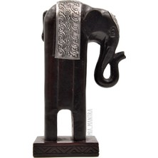 Miamantra Gümüşi Detaylı Uzun Fil Heykelciği (19 Cm)
