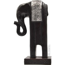 Miamantra Gümüşi Detaylı Uzun Fil Heykelciği (19 Cm)