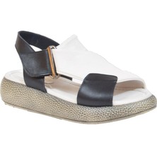 Kuum  K7500 Siyah-Cilt Garni Kadın Sandalet