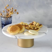 Akayev   Mermer 28 cm Metal Ayaklı Leylak Yuvarlak Sunum Tabağı