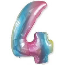 Parti Adresi Rakam Folyo Balon 4 Gökkuşağı Renk 86 cm - 34”