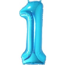 Parti Adresi Rakam Folyo Balon 1 Mavi Renk 86 cm - 34”