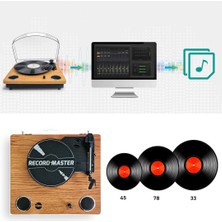 Record Master TT249 Retro Pikap - Bluetooth + Mp3 Kayıt - 33, 45, 78 Devir RM-TT249