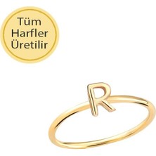 Engingold 14 Ayar Altın R Harfli Yüzük