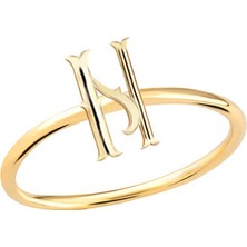 Engingold 14 Ayar Altın N Harf Yüzük