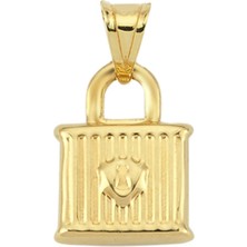 Altın Sepeti Altın Kilit Şekilli Kolye Ucu