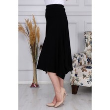 Gül Moda Siyah Asimetrik Örme Etek G021
