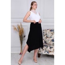 Gül Moda Siyah Asimetrik Örme Etek G021