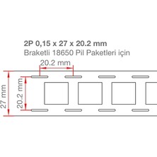 Fusion Tech 2p Braketli 18650 Pil Punta Için Nikel Kaplama Şerit 5 Metre (0,15 x 27 x 20.2 Mm)