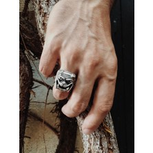 CAPO By Aytaç Yamaç Bulldog Figürlü Ayarlanabilir Eskitme Gümüş Kaplama Yüzük