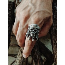 CAPO By Aytaç Yamaç Korsan Kaptan Figürlü Ayarlanabilir Eskitme Gümüş Kaplama Yüzük