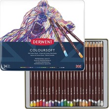 Derwent Coloursoft Kuru Boya Kalem Seti 24 Renk Metal Kutu