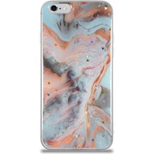 Case World Caseworld Apple Apple iPhone 6s Kapak Mermer Desenli Pop Socketli Silikon Kılıf - Mercan