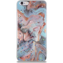 Case World Caseworld Apple Apple iPhone 6 Plus Kapak Mermer Desenli Pop Socketli Silikon Kılıf - Mercan