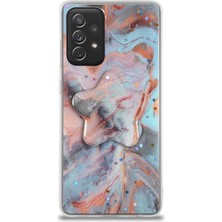 Case World Caseworld Samsung Galaxy A72 Kapak Mermer Desenli Pop Socketli Silikon Kılıf - Mercan