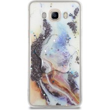 Case World Caseworld Samsung Galaxy J7 2016 Kapak Mermer Desenli Pop Socketli Silikon Kılıf - Mor