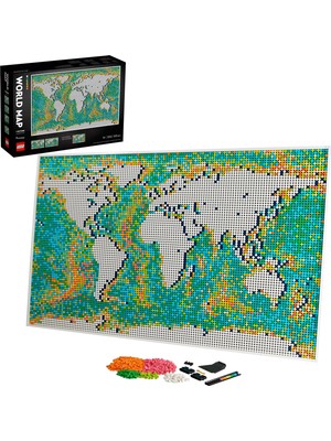 LEGO Art Dünya Haritası 31203 Yapım Seti; Proje ve Harita Tutkunları için Anlamlı; Koleksiyonluk bir Duvar Resmi (11.695 Parça)