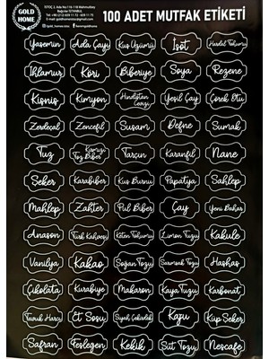 Begg Deco 100'LÜ Mutfak Etiketi, Kavanoz ve Baharat Sticker