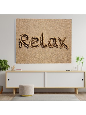 Deko Gonya Kumsalda Relax Yazılı Kanvas Tablo