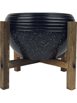 Bitki Tasarımı Ev Dekorasyon  Siyah Granit Küp Aranjman Saksı Saksılık Salon Çiçeklik 4 Ayaklı