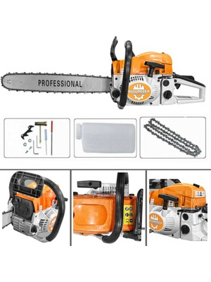 Bulldozer Raw 390 Benzinli Testere Ağaç Odun Dal Kesme Makinesi Motorlu Testere Orman Motoru