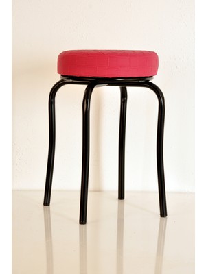 Yılmaz Masacılık 2'li Pembe Siyah Profil Tabure Metal Tabure Kalın Tabure Mutfak Taburesi