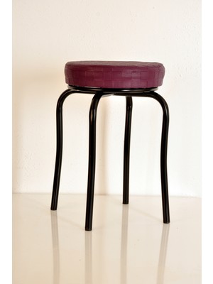 Yılmaz Masacılık 3 Adet Mor Siyah Profil Tabure Metal Tabure Kalın Tabure Mutfak Taburesi