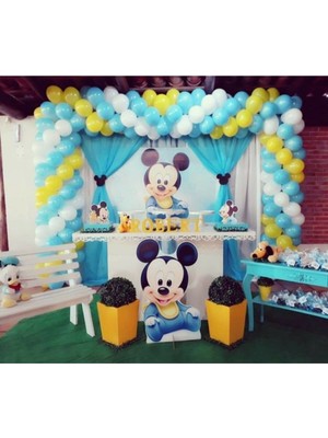 Bal10 Dünyası 100 Adet 12 Inç Metalik Balon + 5 mt Balon Zinciri Mıckey Mouse Konsept Doğum Günü