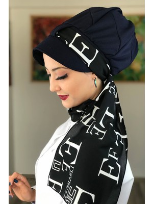 Butik Ambar Lacivert Tek Biritli Tesettür Şapka Bone