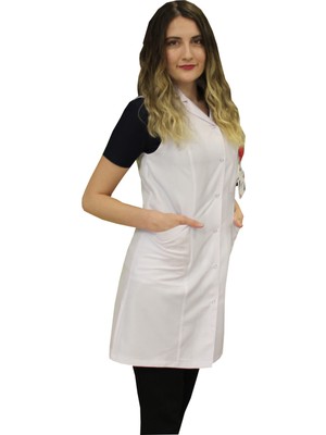 Safa Forma Gömlek Yaka Kadın Orta Boy - Kolsuz Doktor Önlüğü , Öğretmen Önlüğü , Hastane Forması , Beyaz Önlük