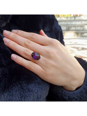 Engingold 14 Ayar Altın Ametist Taşlı Yüzük