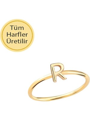 Engingold 14 Ayar Altın R Harfli Yüzük