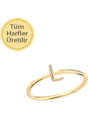 Engingold 14 Ayar Altın L Harfli Yüzük