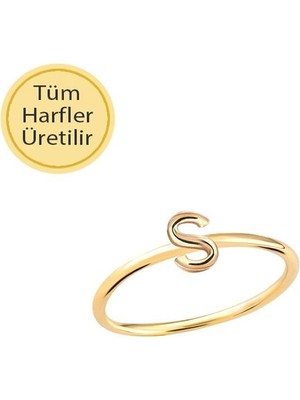 Engingold 14 Ayar Altın S Harfli Yüzük