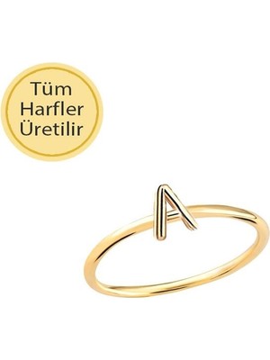 Engingold 14 Ayar Altın A Harfli Yüzük