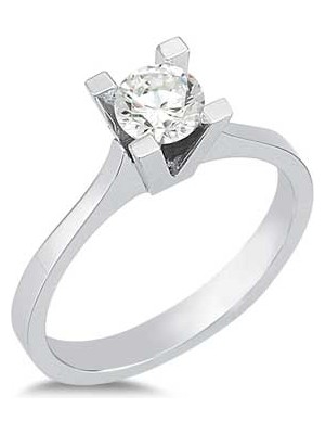 Engingold 14 Ayar Beyaz Altın Tektaş Yüzük