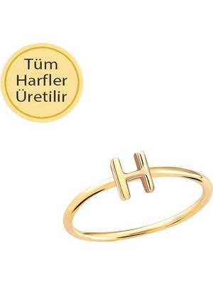 Engingold 14 Ayar Altın H Harfli Yüzük