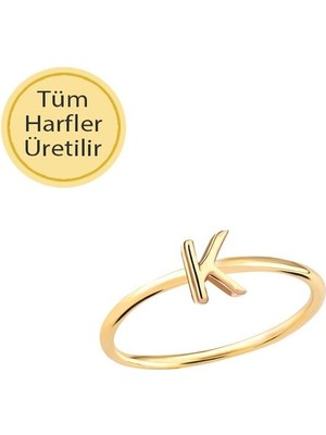 Engingold 14 Ayar Altın K Harfli Yüzük