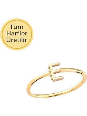 Engingold 14 Ayar Altın E Harfli Yüzük