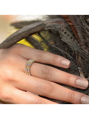 Engingold 14 Ayar Altın Üç Sıra Dorika Yüzük