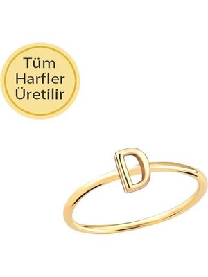 Engingold 14 Ayar Altın D Harfli Yüzük