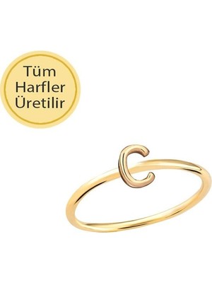 Engingold 14 Ayar Altın C Harfli Yüzük