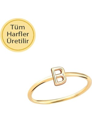 Engingold 14 Ayar Altın B Harfli Yüzük