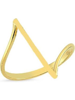 Engingold 14 Ayar Altın Taşsız Geometrik Yüzük