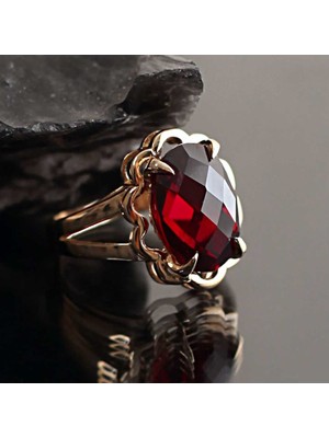 Engingold 14 Ayar Altın Granat Taşlı Yüzük