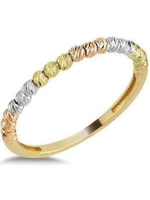 Engingold 14 Ayar Altın Tek Sıra Renkli Dorika Yüzük