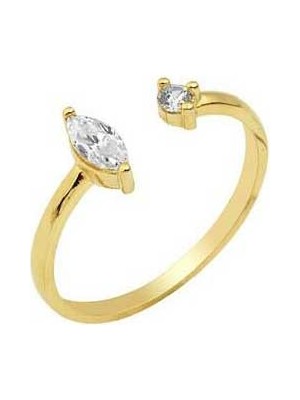 Engingold 14 Ayar Altın Çift Taşlı Yüzük