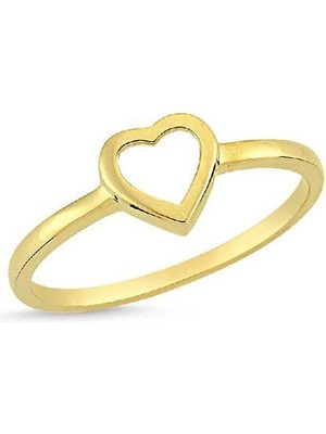 Engingold 14 Ayar Altın Sade Kalpli Yüzük