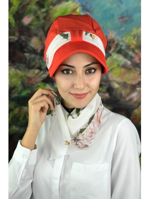 Butik Ambar Turuncu Fularlı Şapka